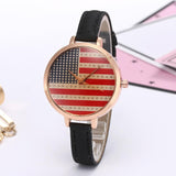 GENVIVIA Women Watches Elegant Thin American Flag Partten Bracelet Mesh Band Wristwatch Quartz Clock Relogio Feminino Montre