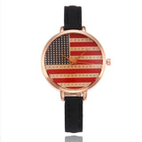 GENVIVIA Women Watches Elegant Thin American Flag Partten Bracelet Mesh Band Wristwatch Quartz Clock Relogio Feminino Montre