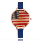 GENVIVIA Women Watches Elegant Thin American Flag Partten Bracelet Mesh Band Wristwatch Quartz Clock Relogio Feminino Montre