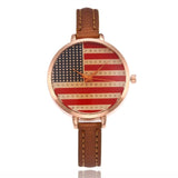 GENVIVIA Women Watches Elegant Thin American Flag Partten Bracelet Mesh Band Wristwatch Quartz Clock Relogio Feminino Montre