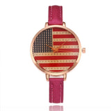 GENVIVIA Women Watches Elegant Thin American Flag Partten Bracelet Mesh Band Wristwatch Quartz Clock Relogio Feminino Montre