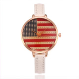 GENVIVIA Women Watches Elegant Thin American Flag Partten Bracelet Mesh Band Wristwatch Quartz Clock Relogio Feminino Montre