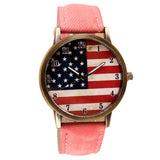 American Flag pattern Leather Band Analog Quartz Vogue Wrist Watches