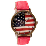 American Flag pattern Leather Band Analog Quartz Vogue Wrist Watches