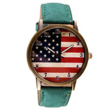 American Flag pattern Leather Band Analog Quartz Vogue Wrist Watches