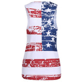 Women Sexy Patriotic American Flag Printed Sleeveless Cropped Slip Tank Tops