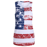 Women Sexy Patriotic American Flag Printed Sleeveless Cropped Slip Tank Tops