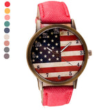 Genvivia Hot Sale Women's Watch American Flag Pattern 2017 Watch Leather Band Analog Quartz Vogue WristWatches Male Female