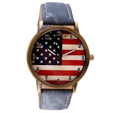 Genvivia Hot Sale Women's Watch American Flag Pattern 2017 Watch Leather Band Analog Quartz Vogue WristWatches Male Female