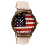 Genvivia Hot Sale Women's Watch American Flag Pattern 2017 Watch Leather Band Analog Quartz Vogue WristWatches Male Female