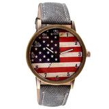 Genvivia Hot Sale Women's Watch American Flag Pattern 2017 Watch Leather Band Analog Quartz Vogue WristWatches Male Female