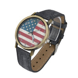Genvivia Hot Sale Women's Watch American Flag Pattern 2017 Watch Leather Band Analog Quartz Vogue WristWatches Male Female